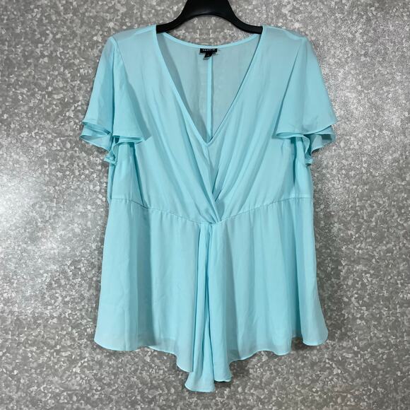 Torrid's Women's Plus Size Light Blue Georgette Twist Front Blouse - Size 2 (2X) - Picture 2 of 9